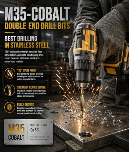HSS Cobalt Drill Bit Double End 7/32 in. Stubby Body Drill Steel Metal Iron-10Pcs - size: 7/32"(10Pcs)