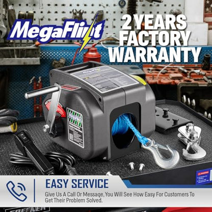 Trailer Winch,Reversible Electric Winch, for Boats up to 6000 lbs.12V DC,Power-in, Power-Out, and Freewheel Operations,30% Higher winching Power Than Regular 6000 lbs Winch (5000lbs Marine)