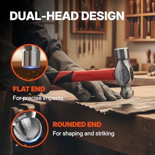 BLACK CANYON 3-Piece Ball Peen Hammer Set, 8 oz, 16 oz & 24 oz Dual-Head High Carbon Steel Hammers with Fiberglass Handles, Non-Slip Grips for Metalworking, Automotive Repair, Riveting & DIY - size: 8oz&16oz &24 oz