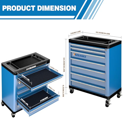 LARBANKE 7-Drawer Rolling Tool Chest with Wheels,Locks,Blue Tool Cabinet - color: Blue, size: 7 drawer tool chest