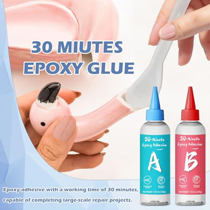 30 Minute Epoxy Glue 7.6 fl oz, Fast Cure Clear 2 Part Epoxy Adhesive