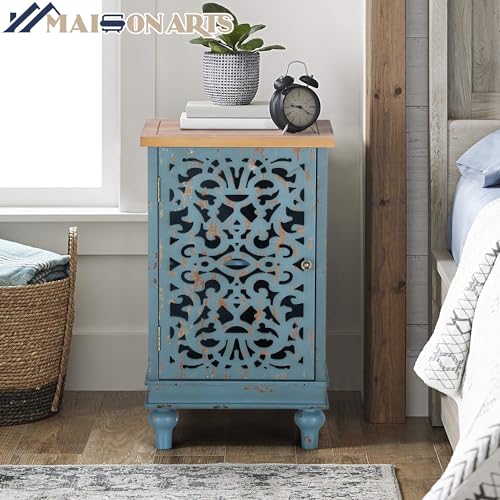 MAISON ARTS Small Accent Cabinet with Doors, Buffet Cabinet with Storage - color: Blue, style: 1-Door