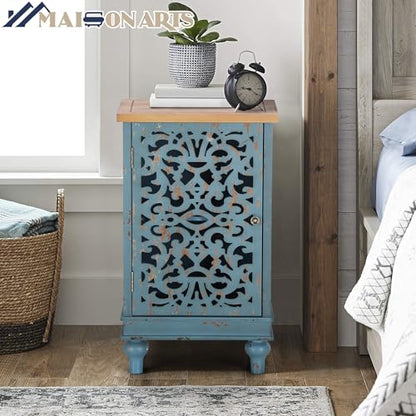 MAISON ARTS Small Accent Cabinet with Doors, Buffet Cabinet with Storage - color: Blue, style: 1-Door