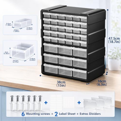 Drawer Organizer Craft Organizers and Storage with Dividers Labels Thicker - size: 39 Drawer