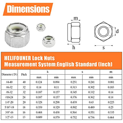 HELIFOUNER 25 Pieces 1/4"-20 Nylon Insert Hex Lock Nuts, 304 Stainless Steel (18-8) Locknuts, Bright Finish, Coarse Thread - size: 1/4"-20 (25 pcs)