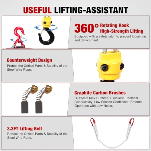 Nilight 3-in-1 Electric Hoist Winch, 660LBS 1500W Portable Power Winch Crane with Manual Wired Wireless Remote Control, 110V Electric Winch 33FT/Min Speed 39FT Height for Garage Warehouse Factory, Red - size: 660LBS Red