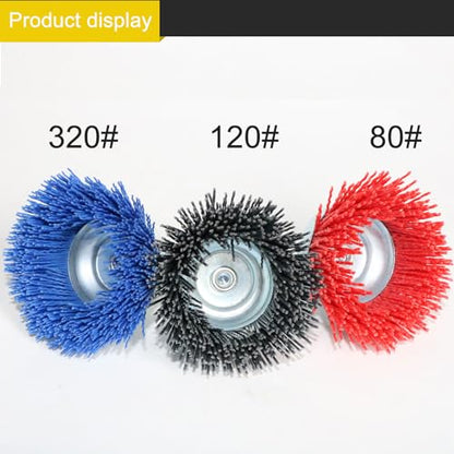 FPPO 6Pcs 3 Inch Assorted Cup Brushes Abrasive Wire Nylon Cup Brush for Drill,Grit 80 120 320 with 1/4" Shank (6) - style: mix6pcs