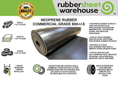 Rubber Sheet Warehouse .500" (1/2") Thick x 1" Wide x 30' long -Neoprene Rubber Strip Commercial Grade 65A, Smooth Finish, Solid Rubber, Perfect for Weather Stripping, Gasket, Costume & DIY Projects … - size: 1" wide x 30' ft long, style: .500" (1/2") Thi