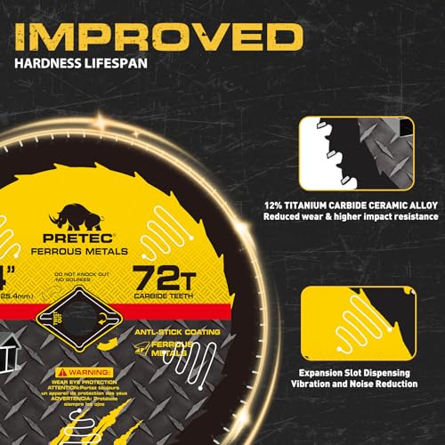 14" Metal Cutting Blade for Chop Saw, Carbide-Tipped TCT Blade, 72-Tooth