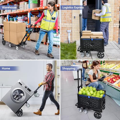 KEDSUM 4-in-1 Convertible Dolly Cart with Crate600LB Heavy Duty Hand Truck
