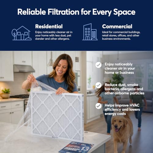 BNX TruFilter 20x24x1 Air Filter MERV 13 AC Filter, HVAC Furnace Filter, 6 Pack (ACTUAL SIZE 19.69"x24.69"x0.75") Allergies, Dust, Pet Dander & Smoke - MADE IN USA - MPR1500 / FPR 10 - size: 20x24x1 6-Pack