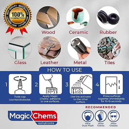 Magic Chems CA Glue with Activator, Cyanoacrylate Adhesive, Acrylic, 2 Pack - size: 2 Pack