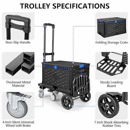 KEDSUM 4-in-1 Convertible Dolly Cart with Crate600LB Heavy Duty Hand Truck