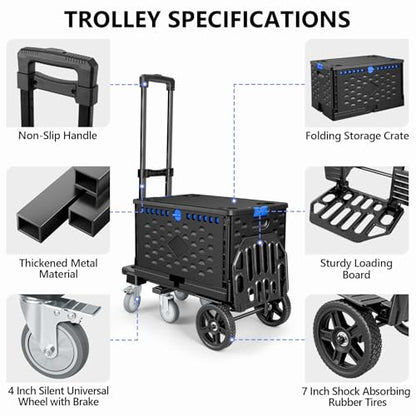 KEDSUM 4-in-1 Convertible Dolly Cart with Crate600LB Heavy Duty Hand Truck