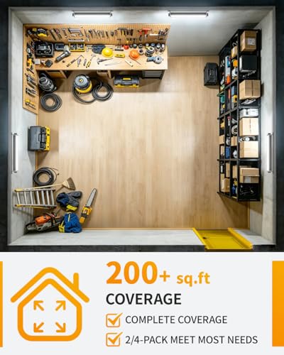 40W LED Shop Lights, 5400LM Plug in Garage Light, 6000K Daylight, 2 Pack