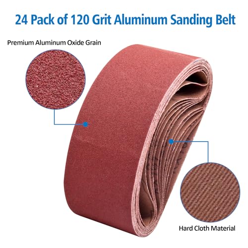 3 x 21 Inch Belt Sander Sanding Belts 120 Grit, 24 Pack - color: 120 Grit, size: 3x21in