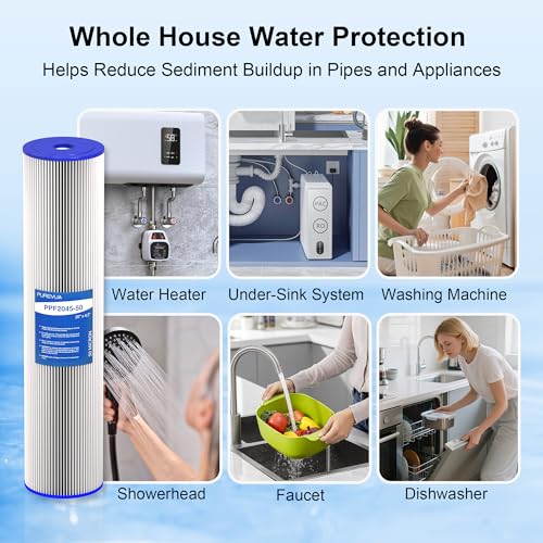 20" x 4.5" Pleated Sediment Water Filter Cartridge 50 Micron 2-Pack - size: 2 Count (Pack of 1), style: 50 Micron
