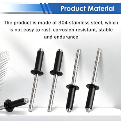90 Pcs 304 Stainless Steel Rivets Assortment Kit - color: 90Pcs