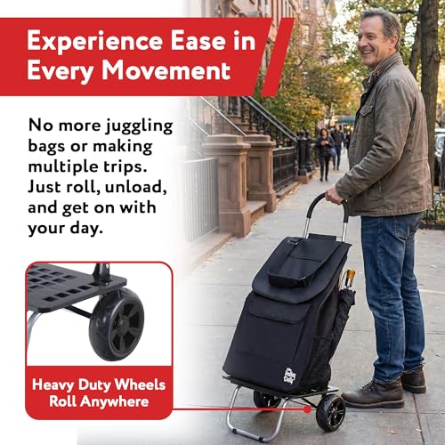 dbest products Bigger Trolley Dolly, Black Shopping Grocery Foldable Cart - color: Black