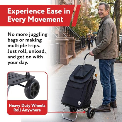 dbest products Bigger Trolley Dolly, Black Shopping Grocery Foldable Cart - color: Black