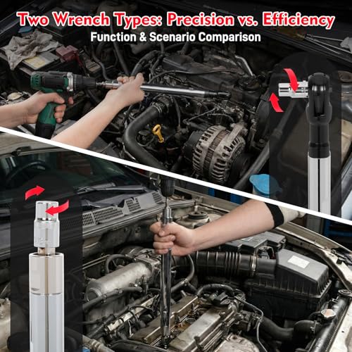 Offset Extension Wrench for Tight Spaces, 2 in 1 1/2'' Drive Offset Wrench, Offset Extension Wrench Impact for Electric Drill/Ratchet/Impact Wrench - with 10 Hex Socket - color: Wrench+adapter+hex Socket