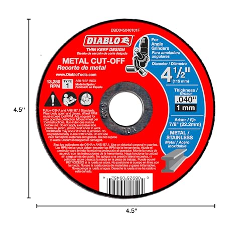 Diablo Metal Cut-Off Disc - 4-1/2" Diameter, 7/8" Arbor, 1 Hub Type