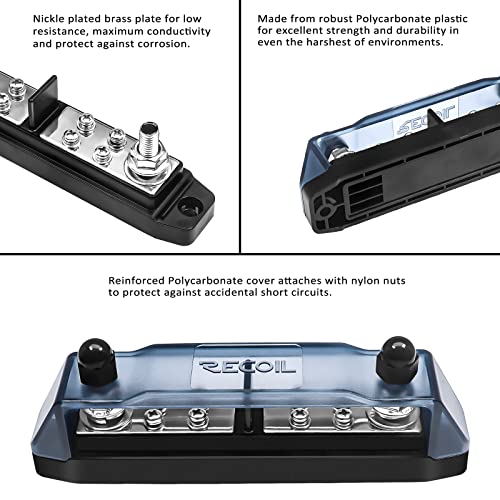 Recoil BBPG5 Bus Bar Stud Positive and Negative Power Distribution Block - style: Discrete Two Sets of 1x5/16" Studs & 4 Screws