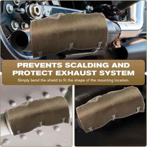Titanium Pipe Shield 8"x4", Exhaust Heat Shield, 2 Layer Motorcycle Exhaust Heat Shield, Muffler Heat Shield Exhaust Wrap Pipe Heat Insulation,Heat Protection up to 2500°F - size: 8" x 4"
