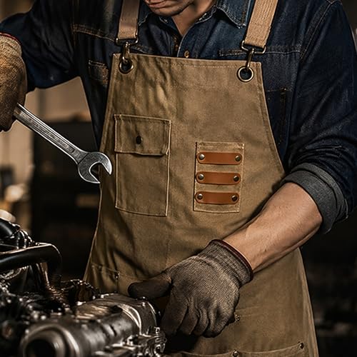 Heavy‑Duty Canvas Work Apron with Tool Pockets for Workshop Use