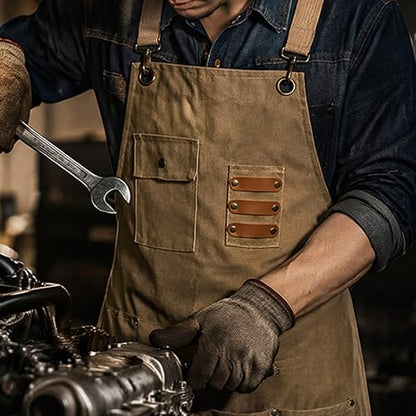 Heavy‑Duty Canvas Work Apron with Tool Pockets for Workshop Use