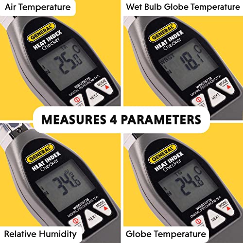 General Tools Deluxe Heat Index Monitor #WBGT8778 With 75 x 75 mm Brass Black Ball, 32° to 122° F, 0 to 100% RH - style: Deluxe