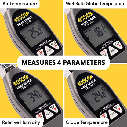 General Tools Deluxe Heat Index Monitor #WBGT8778 With 75 x 75 mm Brass Black Ball, 32° to 122° F, 0 to 100% RH - style: Deluxe