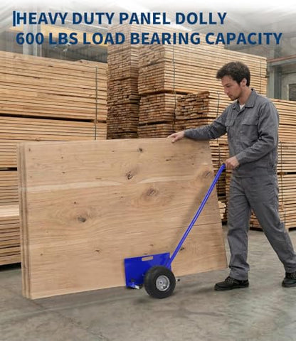 Garvee Panel Dolly with Extended Handle, 660 LBS Capacity, Heavy Duty Drywall Cart with 10" Solid Rubber Wheels, Panel Cart for Sheetrock Plywood & Doors Transport - color: Blue | 2 Pack