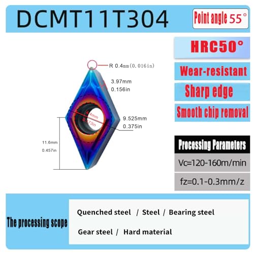 DCMT32.51Coated Carbide Inserts with DJCR1212H11 Lathe Turning Tool Holder - size: SDJCR1212H11+DCMT11T304
