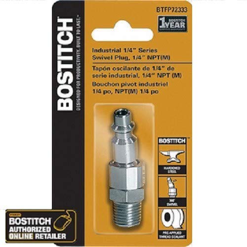 Bostitch BTFP72333 Industrial 1/4-Inch Series Swivel Plug - 1/4-Inch NPT Male Thread