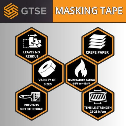 GTSE - Masking Tape 3 inch x 55 Yards (164 ft) 2 Rolls - size: 3" x 55 yds