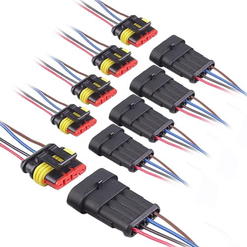4 Pin Connector Waterproof,4Pin Way Car Electrical Connector,with Wire 16 AWG Marine for Car,Truck,Boat,Motorcycle and Other Wire Connections. (5pairs) - size: 4-way