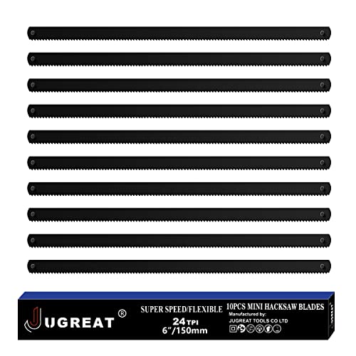 JUGREAT Professional Steel Mini Hacksaw Blades 6" / 150mm Length(24T 10 Pack), High Speed Steel Grounded Medium Teeth - size: 6" 24T