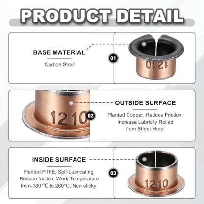 uxcell 40Pcs Flanged Sleeve Bearing, 12mm Bore x 14mm OD x 10mm Length - size: 12×14×10mm