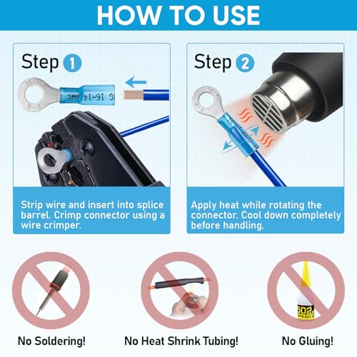 TICONN 400 Pcs Heat Shrink Wire Connectors, Marine Crimp Ring Terminal Kit - style: 400PCS Combo