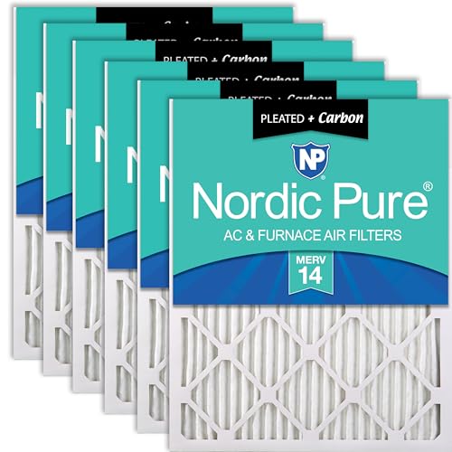 Nordic Pure 16x25x1 Pleated MERV 14 Plus Carbon Air Filters 6 Pack - style: MERV 14 + Carbon