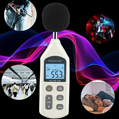 Decibel Meter, Professional Sound Level Meter with Backlight Display, USB Available SPL Meter 30 to 130dB, EC651 & ANSI S1.4 Standards A/C Weighted Sound Meter, Noise Meter with Records to 4700 - color: USB Version