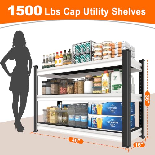 Metal Storage Garage Shelving - 40" W x 16" D x 36" H Black&White - size: 3T-WT-40"Wx16"D