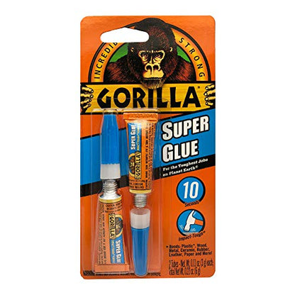 Gorilla Super Glue, Two 3 Gram Tubes, Clear, (Pack of 7) - size: 7 - Pack