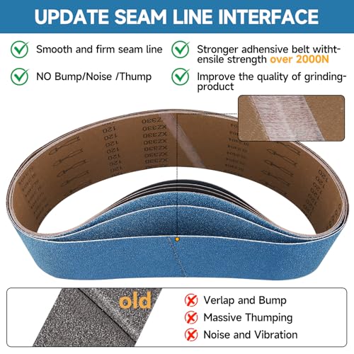6-Piece Premium 6 x 48 Inch Zirconia Sanding Belts 40-400 Grit - color: Mix Grit, size: 6 x 48 Inch