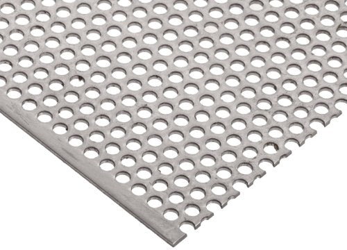 A36 Carbon Steel Perforated Sheet, Unpolished (Mill) Finish, Hot Rolled, Staggered 0.25" Holes, ASTM A36, 0.06" Thickness, 16 Gauge, 24" Width, 36" Length, 0.3125" Center to Center, OnlineMetals