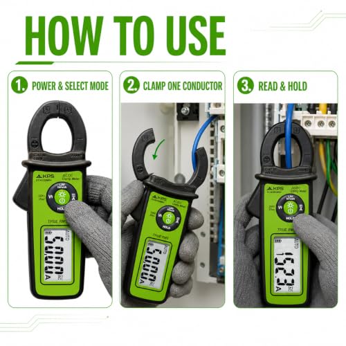 KPS DCM200MINI True RMS Clamp Meter, 300A AC/DC, NCV, 6000-Count Display