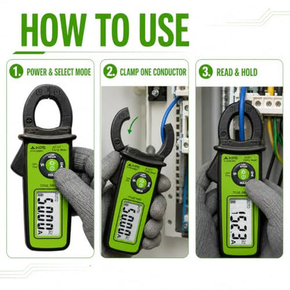 KPS DCM200MINI True RMS Clamp Meter, 300A AC/DC, NCV, 6000-Count Display
