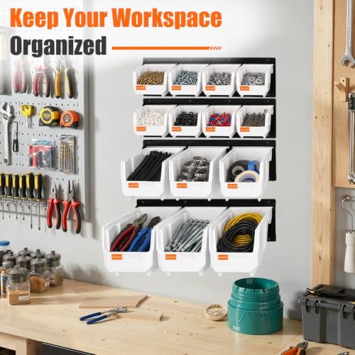 14pc Wall-Mounted Organizer V1 V2 V3 Master Combo Set White - color: White, size: V1-8Bins&V2-3Bins&V3-3Bins&4Rails