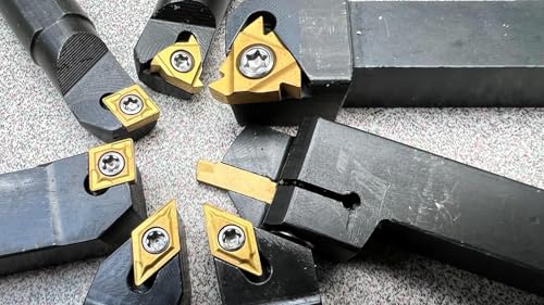 Indexable Lathe Turning Tool 1/2" 12mm Shank 14PCS Kit, 4PCS Metal Lathe Tools Holder 10PCS CCMT09T304 Carbide Insert for Turning Boring Grooving, SCMCN1212H09/SCLCL1212H09/SCLCR1212H09/S12M-SCLCR09 - style: 4pcs 1/2'' 12mm 09Shanks+10pcs Inserts